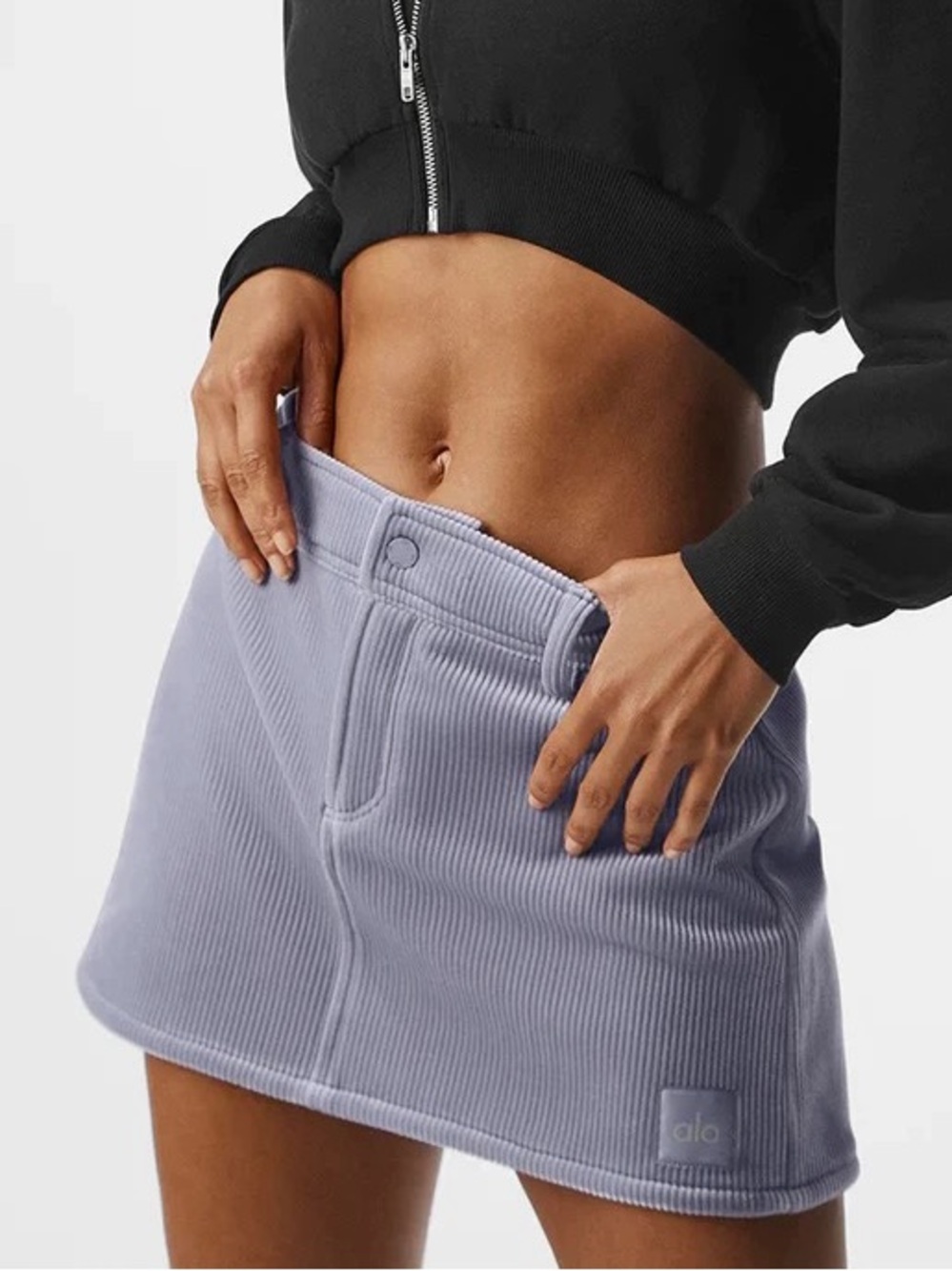 ALO ribbed velour grey macchiato Skirt size S mini skirt